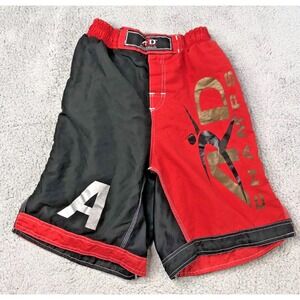 ARD Pro Mens MMA Fight Shorts S Grappling Training No-Gi Red Black Split Graphic